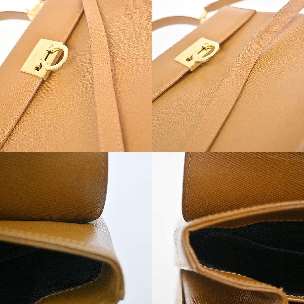 SALVATORE FERRAGAMO Gancini 2Way Shoulder Hand Bag Leather Brown GHW 83RL905
