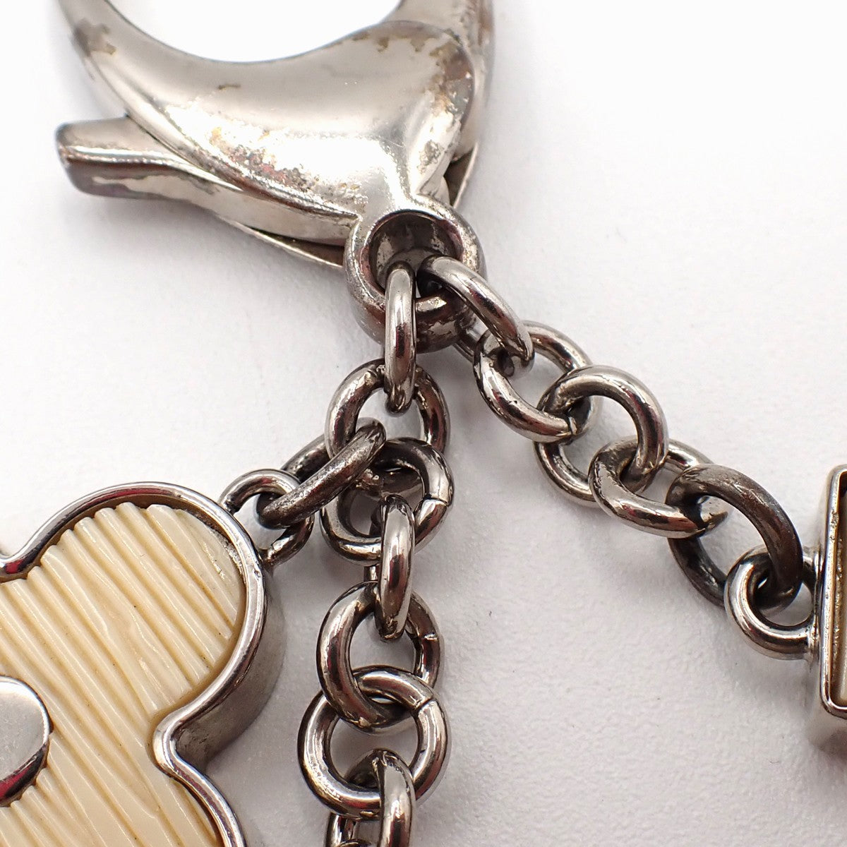 LOUIS VUITTON Logo Bijoux Sac Bag Charm White Silver M65085 69AA127