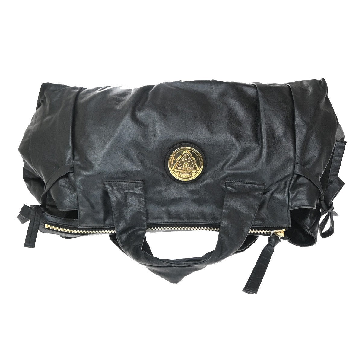 GUCCI Logo Hysteria Large Shoulder Hand Bag Leather Black GHW Italy 70YJ141