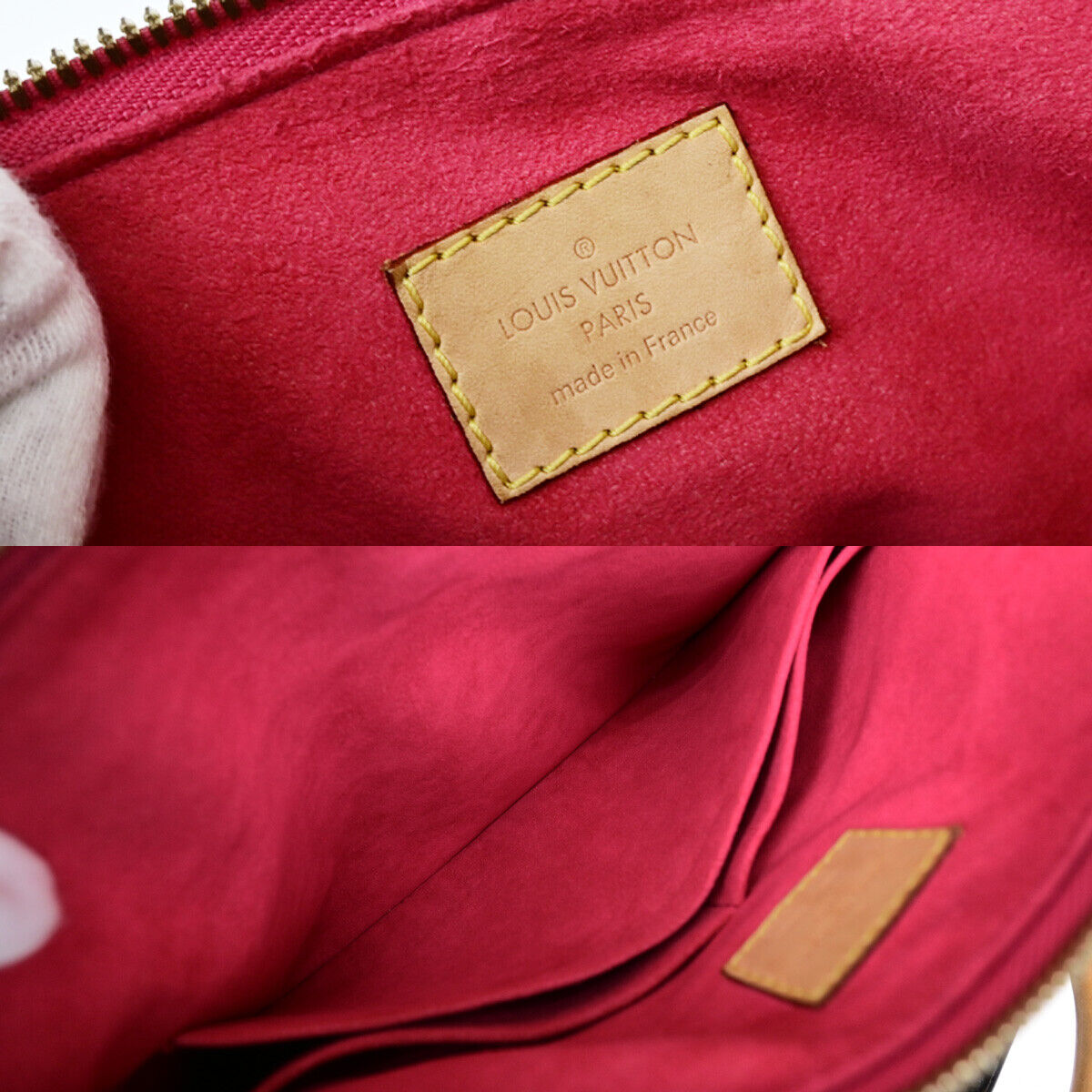 LOUIS VUITTON Pallas 2Way Hand Bag Monogram Leather Brown Pink M41147 51RK715