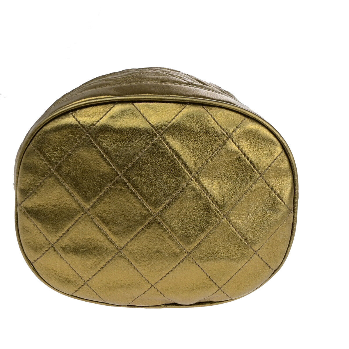 CHANEL CC Matelasse Drawstring Mini Chain Shoulder Bag Leather Gold GHW 390RK134