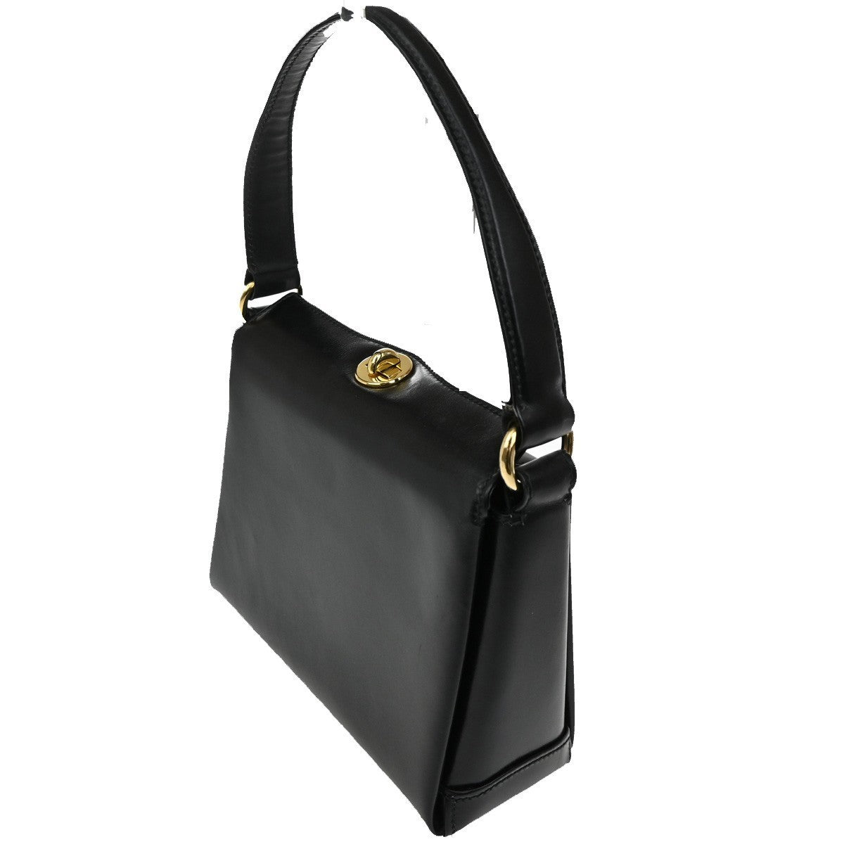 GUCCI Top Handle Hand Bag Leather Black GHW Italy 85TA438