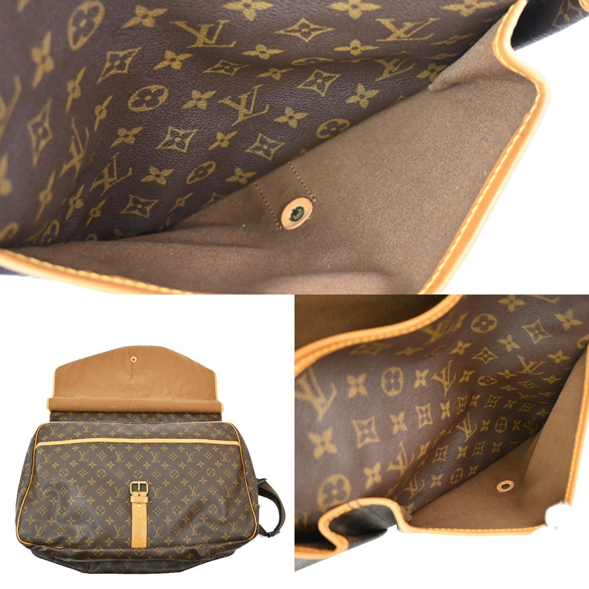 Louis Vuitton Sac Chasse Shoulder Hand Bag Monogram Leather Brown M41140 95PA019