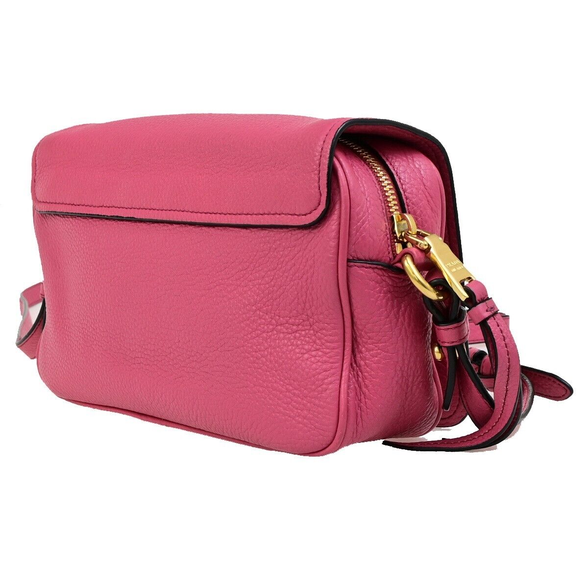 PRADA Logo Crossbody Flap Shoulder Bag Leather Pink GHW 50RK724