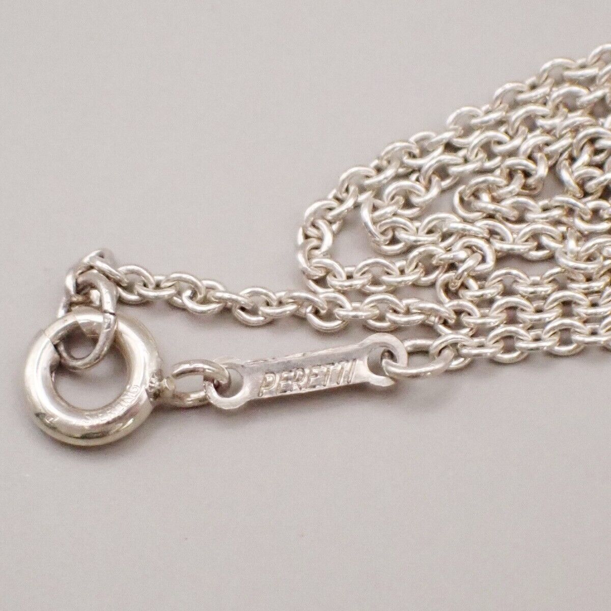TIFFANY & CO. Logo Open Heart 7mm Chain Necklace Elsa Peretti Silver Ag 66YF227