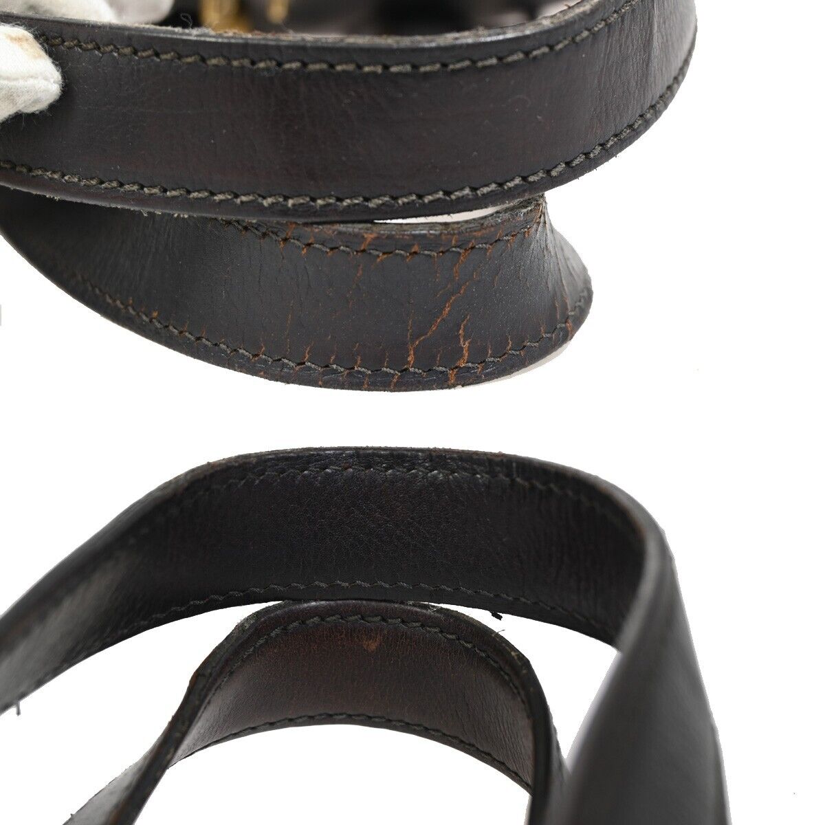 YVES SAINT LAURENT YSL Logo Rive Gauche Hand Bag Soft Leather Brown 62SH775