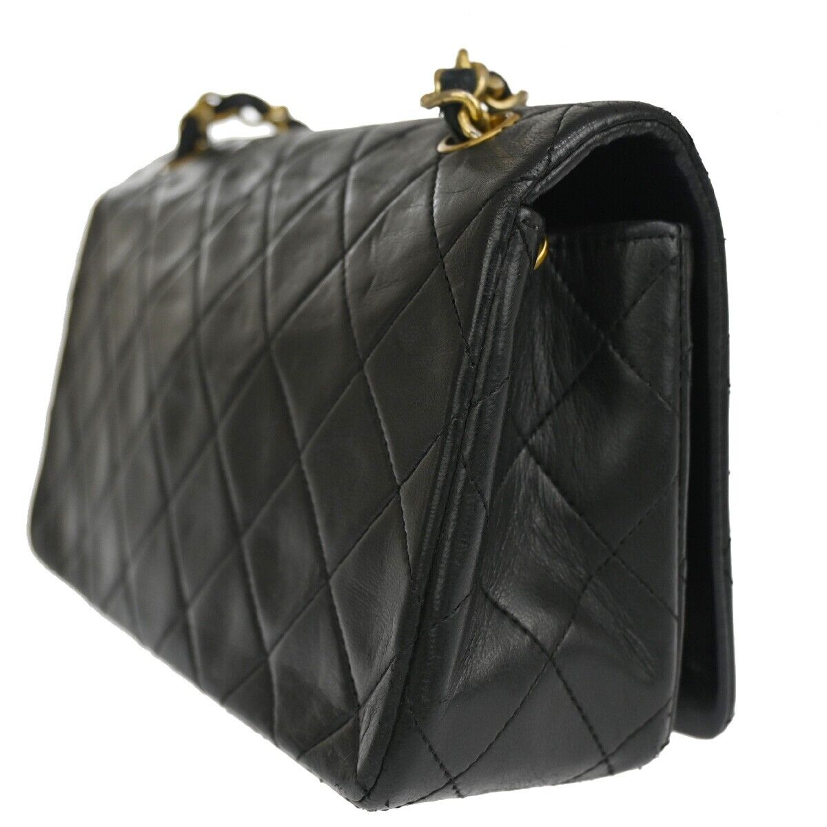 CHANEL CC Mini Matelasse Full Flap Chain Shoulder Bag Leather Black GHW 645LC499