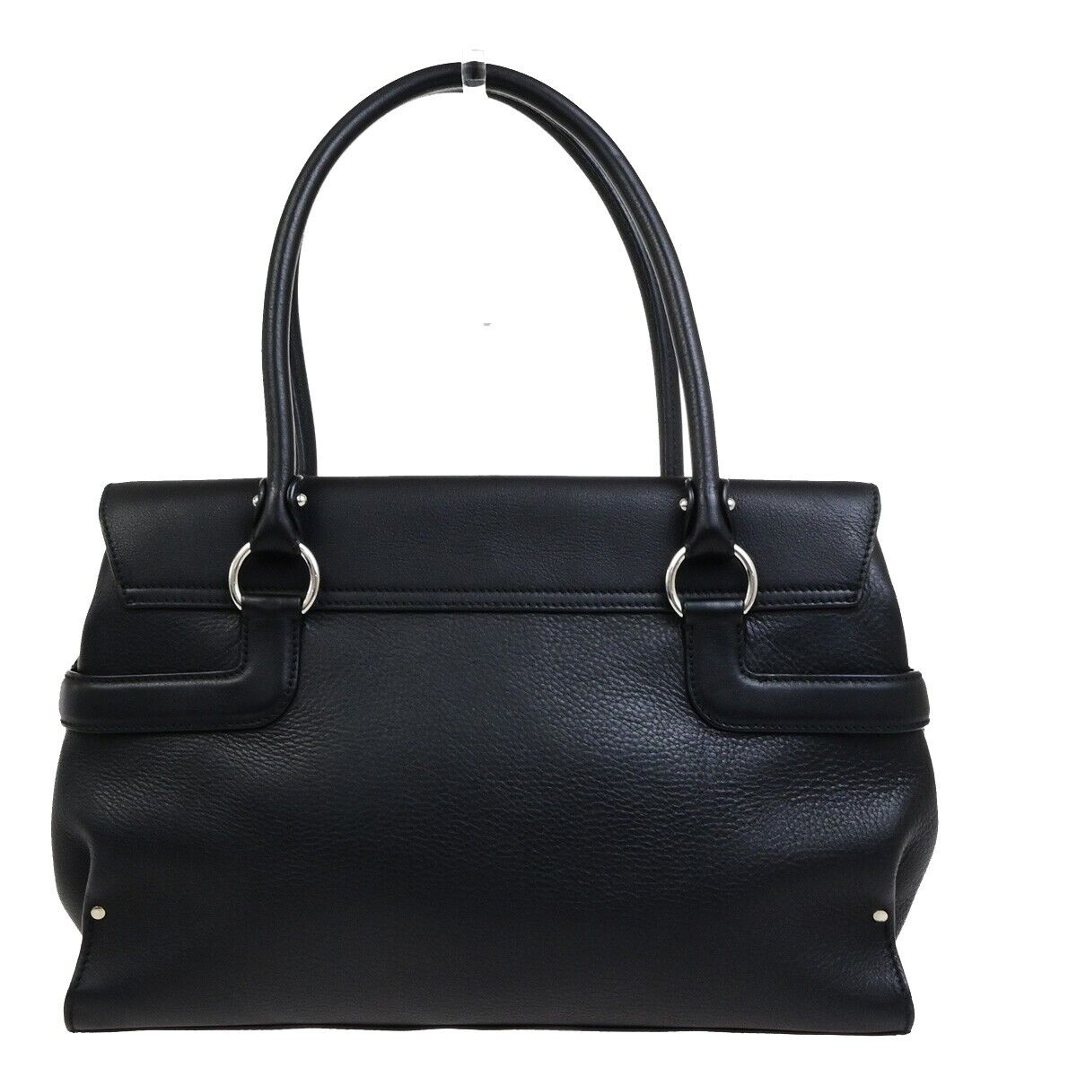 SALVATORE FERRAGAMO Logo Gancini Shoulder Bag Leather Black SHW Italy 31KA536