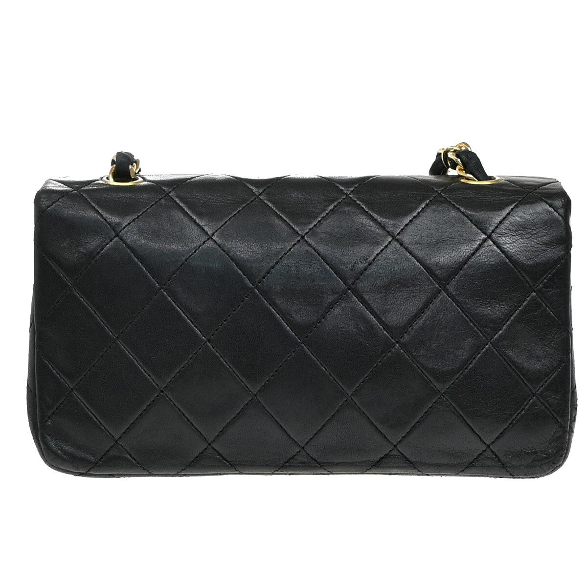 CHANEL CC Mini Matelasse Full Flap Chain Shoulder Bag Leather Black GHW 654RF285