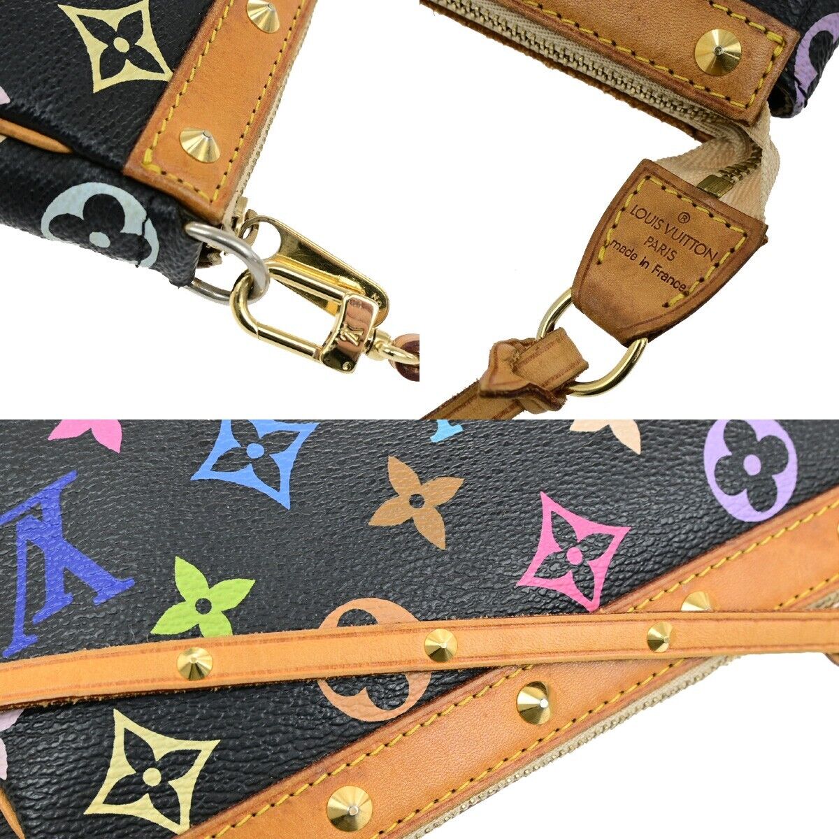 LOUIS VUITTON Pochette Accessoires Hand Bag Monogram Multi Black M92648 55ED447