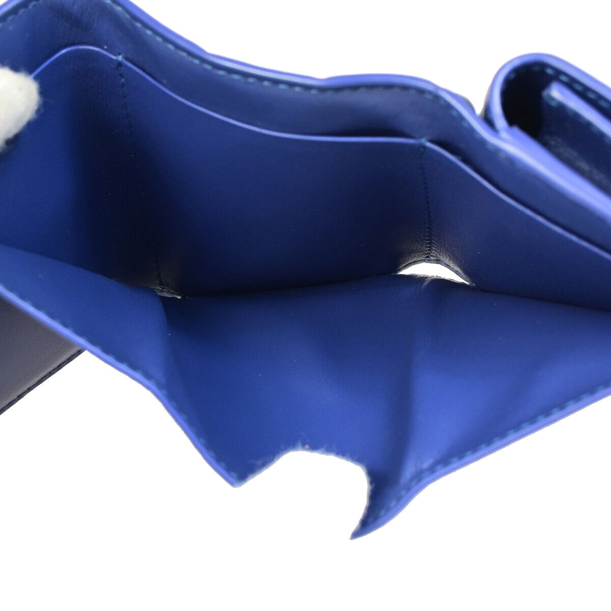 BOTTEGA VENETA INTRECCIATO Trifold Wallet Purse Leather Blue Italy 35SJ106