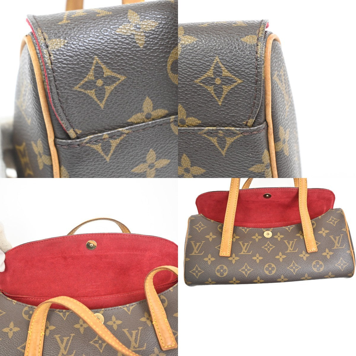 LOUIS VUITTON Sonatine Hand Bag Monogram Leather Brown France M51902 93YH937