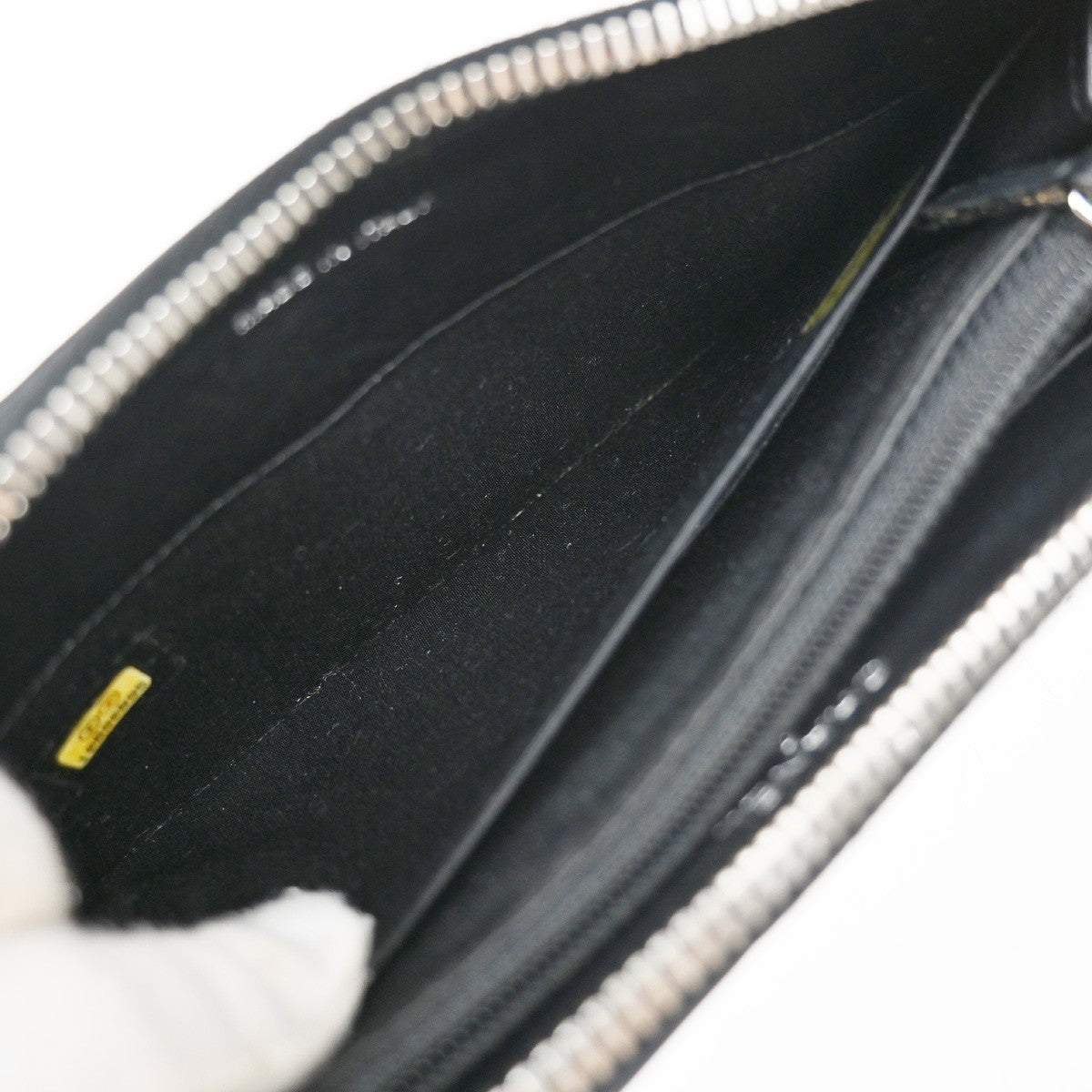 CHANEL CC Logo V-stitch Zip Around Long Wallet Leather Black Silver 77RF674