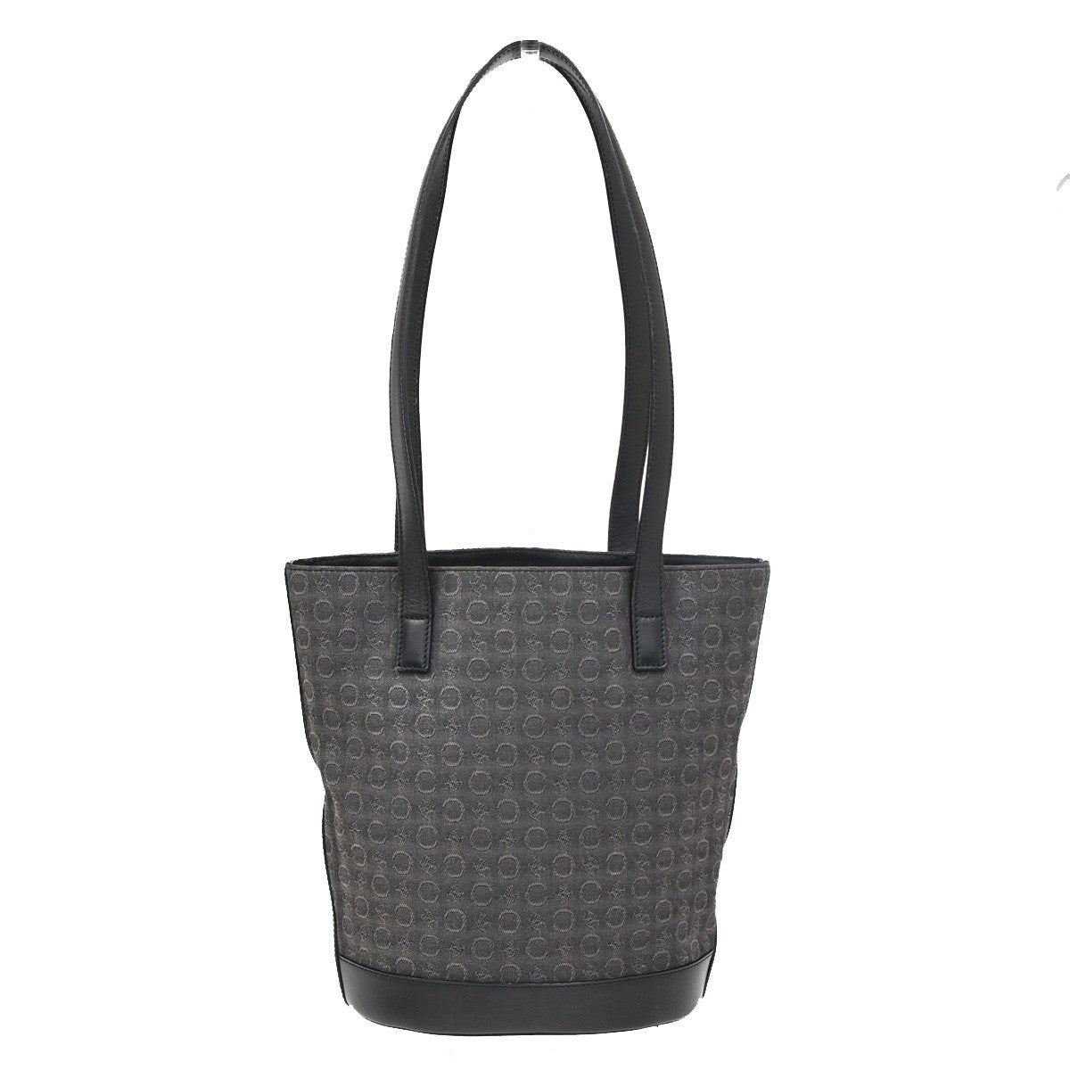 CELINE C Macadam Shoulder Hand Tote Bag Canvas Leather Black SHW Italy 34KC678