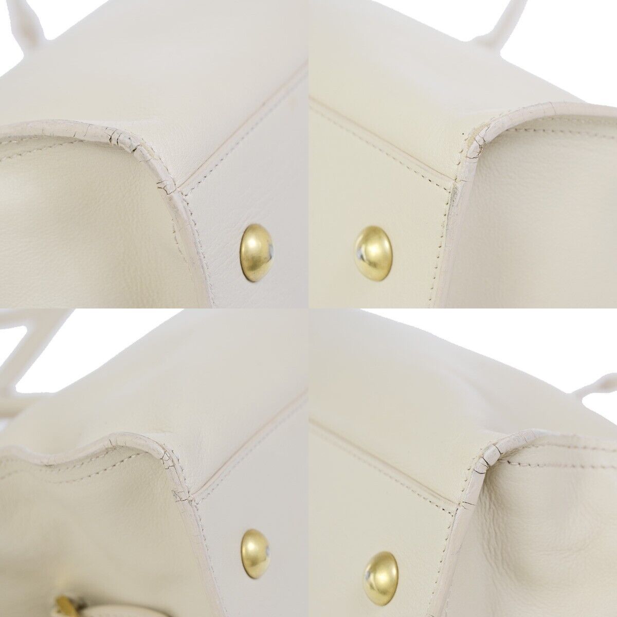 SAINT LAURENT  Logo Classic Y Cabas 2 Way Hand Bag Leather Beige Gold 72EB672
