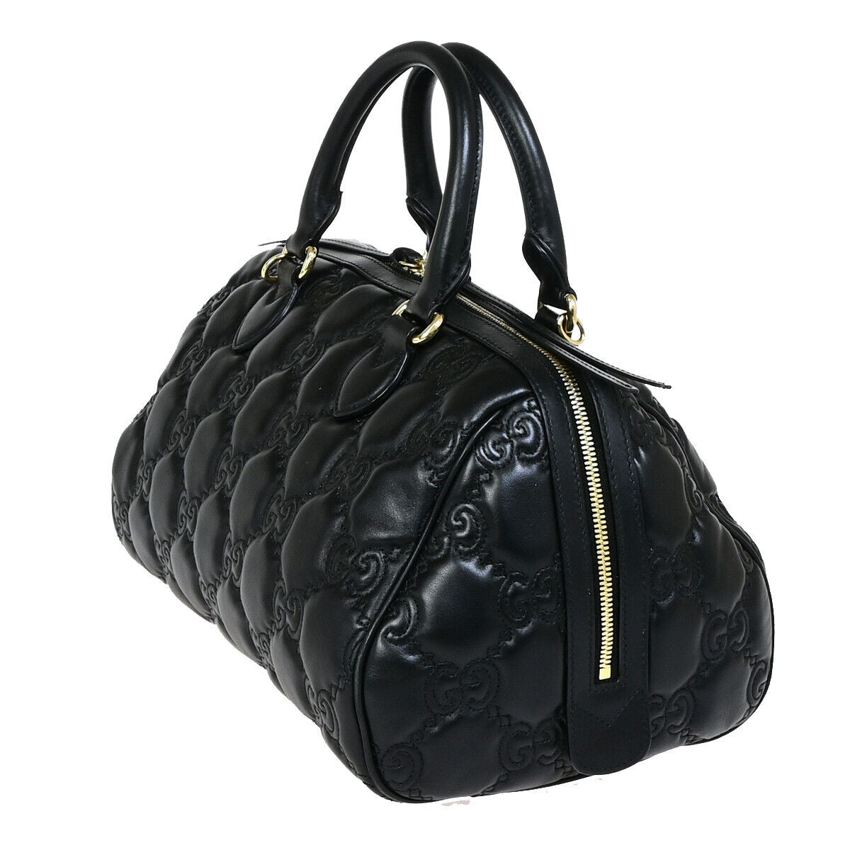 GUCCI Logo GG Matelasse 2Way Travel Shoulder Hand Bag Leather Black GHW 332RK358