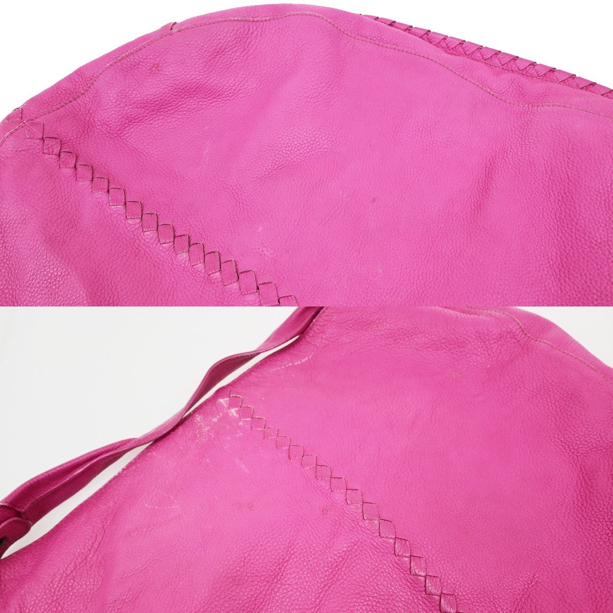 BOTTEGA VENETA Logo Intrecciato Shoulder Hobo Bag Leather Pink Italy 16KD154