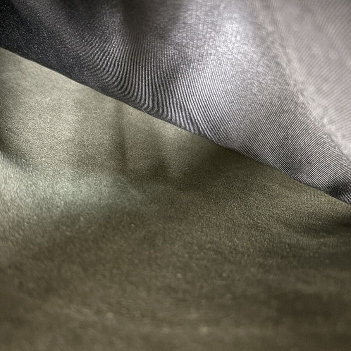 CHANEL CC Logo Shoulder Tote Bag Suede Skin Leather Khaki GHW Vintage 18HB212