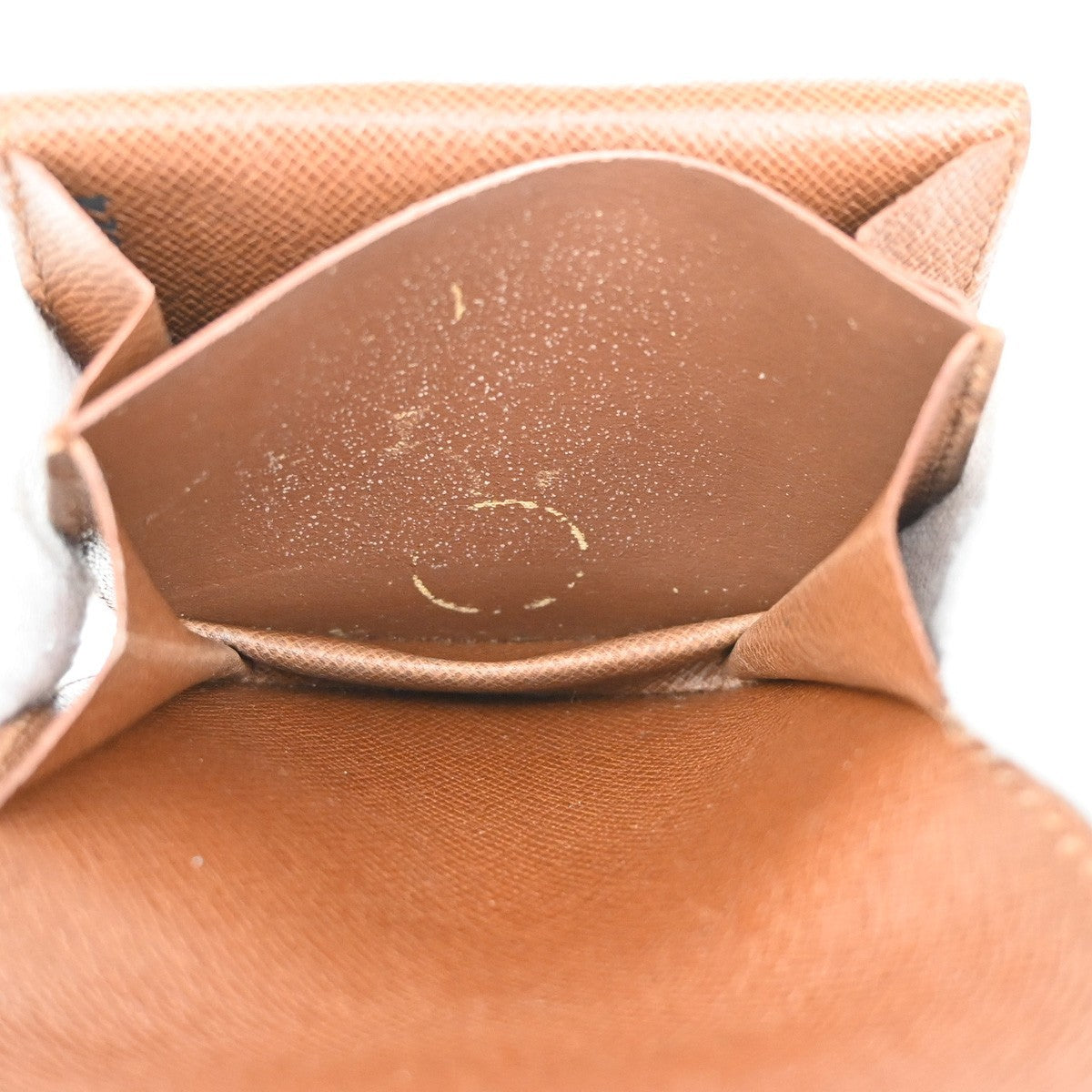 LOUIS VUITTON LV Logo 2 Set Coin Case Wallet Monogram Leather Brown 05EF836
