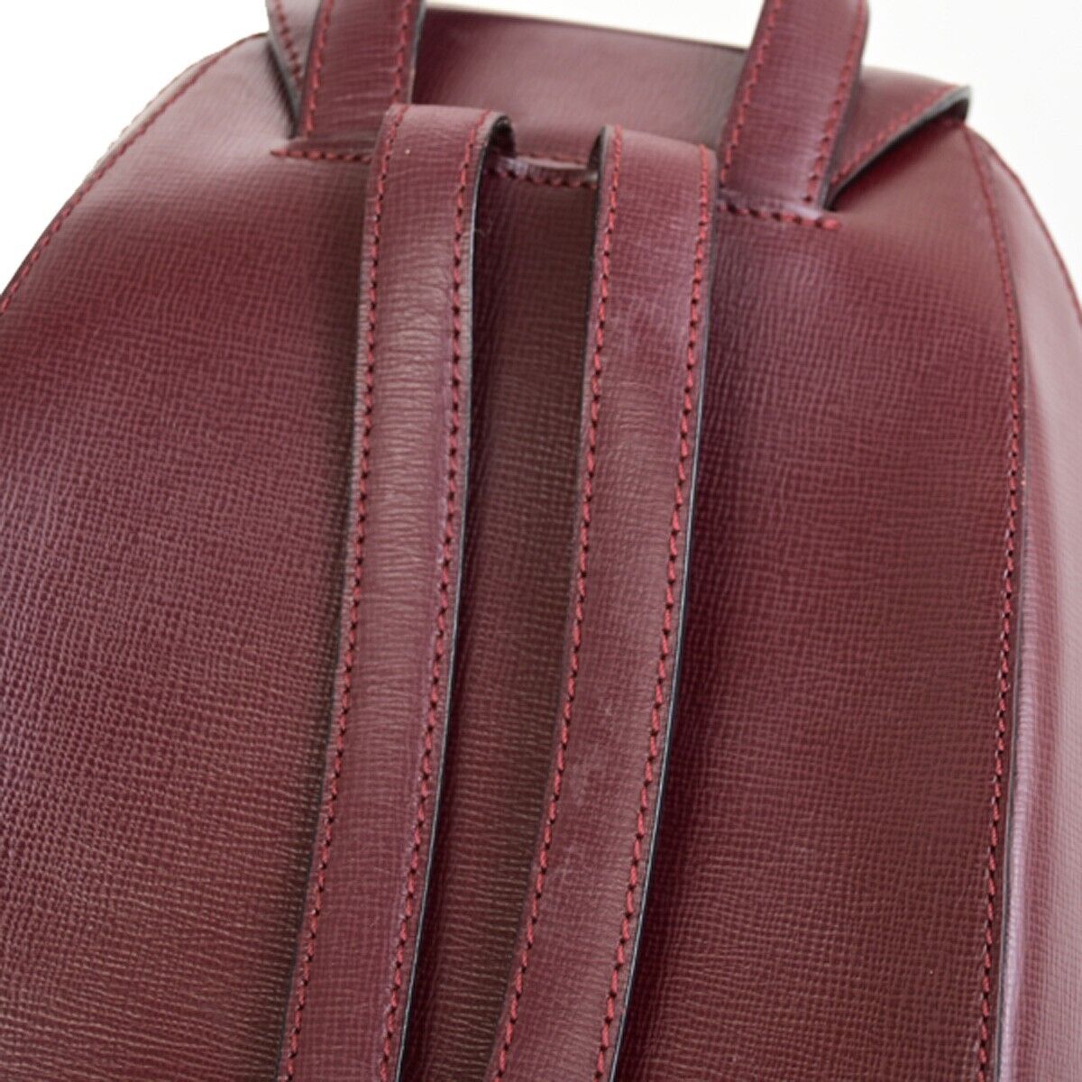 MUST DE CARTIER 2C Logo Back Pack  Leather Bordeaux Gold Made in France 35EA250