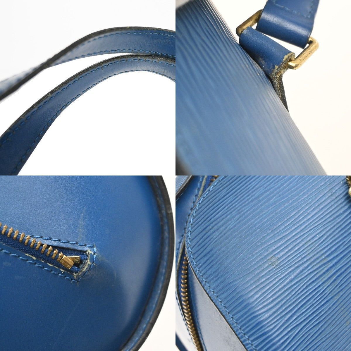 LOUIS VUITTON LV Logo Soufflot Hand Bag Epi Leather Blue France M52225 83YJ139