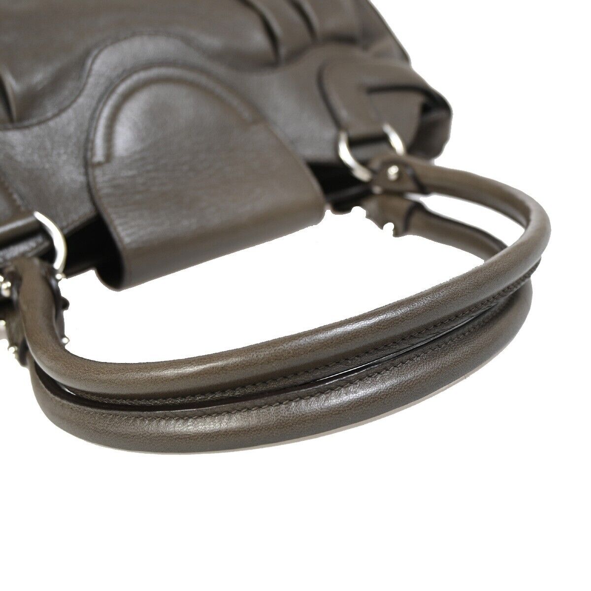 SALVATORE FERRAGAMO Logo Marisa Gancini Shoulder Bag Leather Gray Italy 69FA576