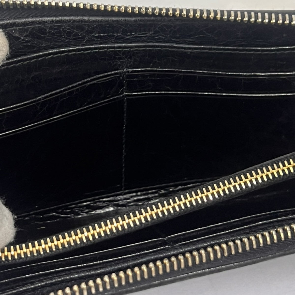 MIU MIU Logo Long Wallet Imitation Pearl Rhinestone Leather Black 60EG137