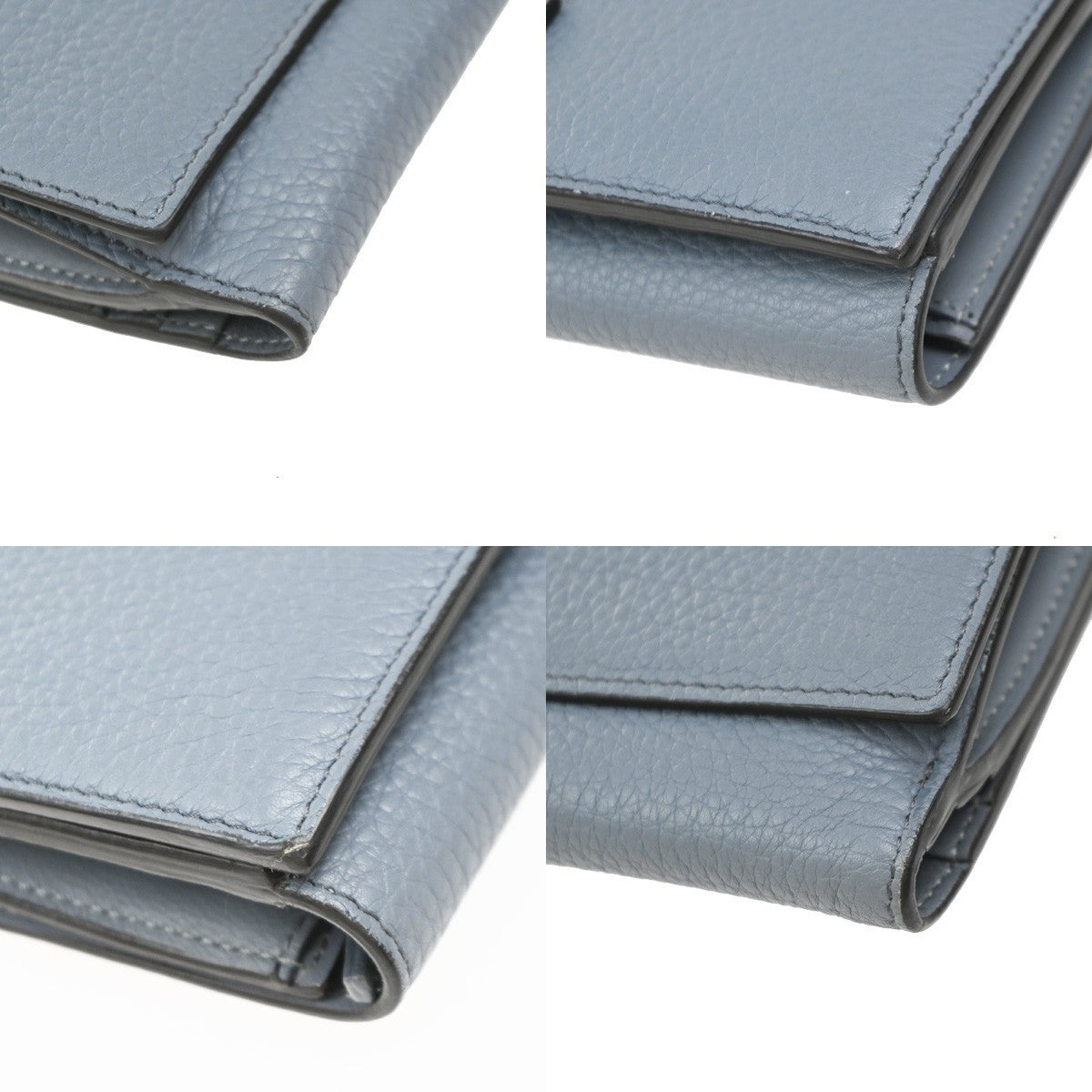 FENDI Logo Peekaboo Long Bifold Wallet Leather Blue SHW Italy 30RP099