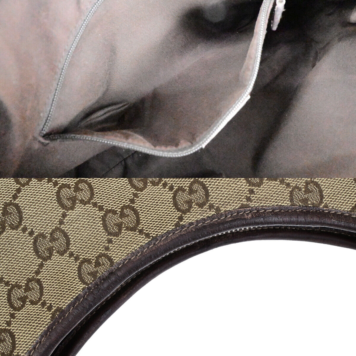 GUCCI Logo Abbey GG Pattern Shoulder Bag Canvas Leather Brown GHW Italy 66YG690