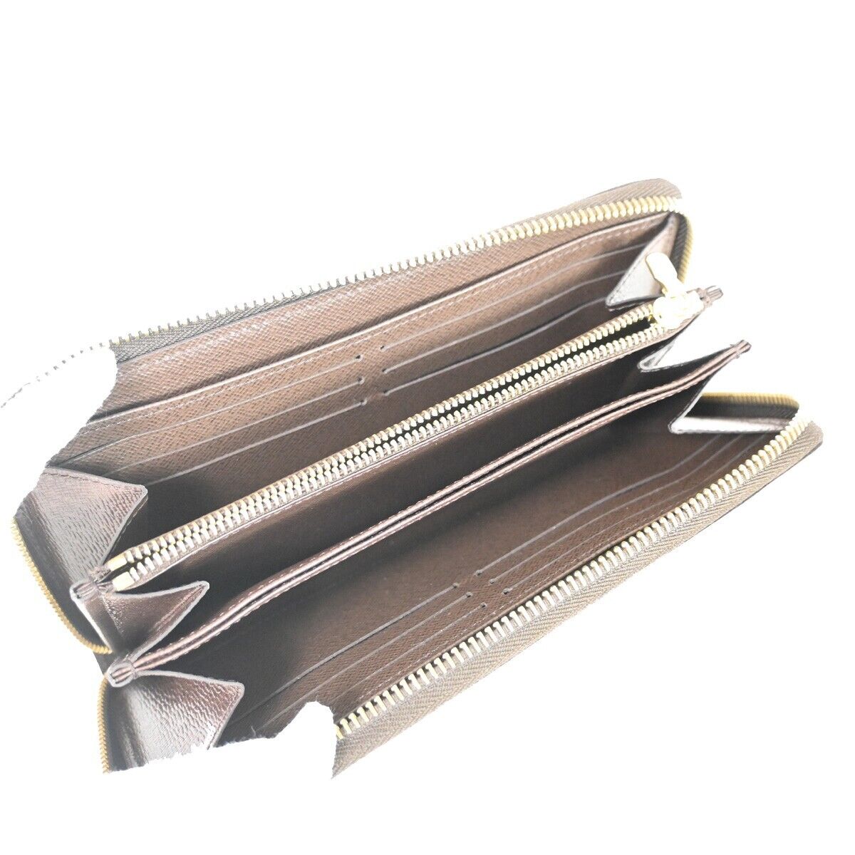 LOUIS VUITTON Zippy Wallet Long Bifold Purse Damier Leather Brown N60015 21RJ315