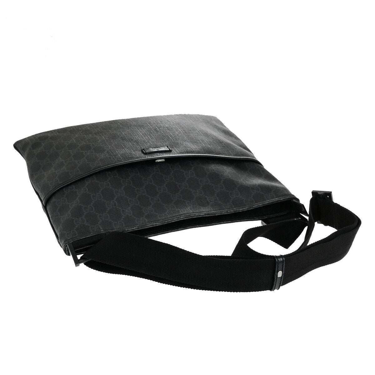 GUCCI Logo GG Pattern Crossbody Shoulder Bag PVC Leather Black Italy 10RK725