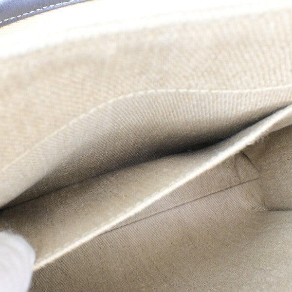 CHLOE Woody Tote Shoulder Hand Bag 2Way Canvas Leather White Navy GHW 90RK538