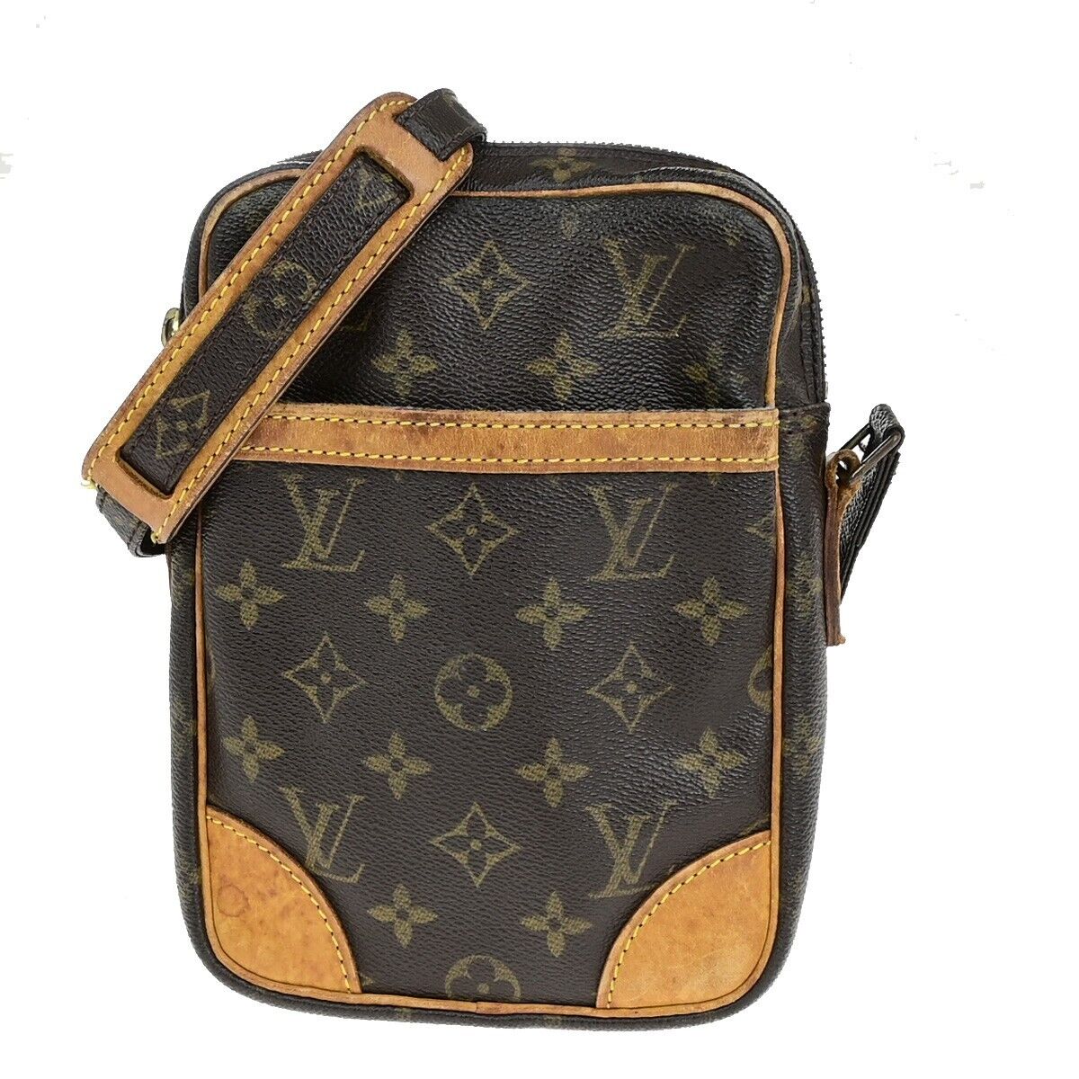 LOUIS VUITTON Danube Shoulder Bag Monogram Leather Brown France M45266 64ED013