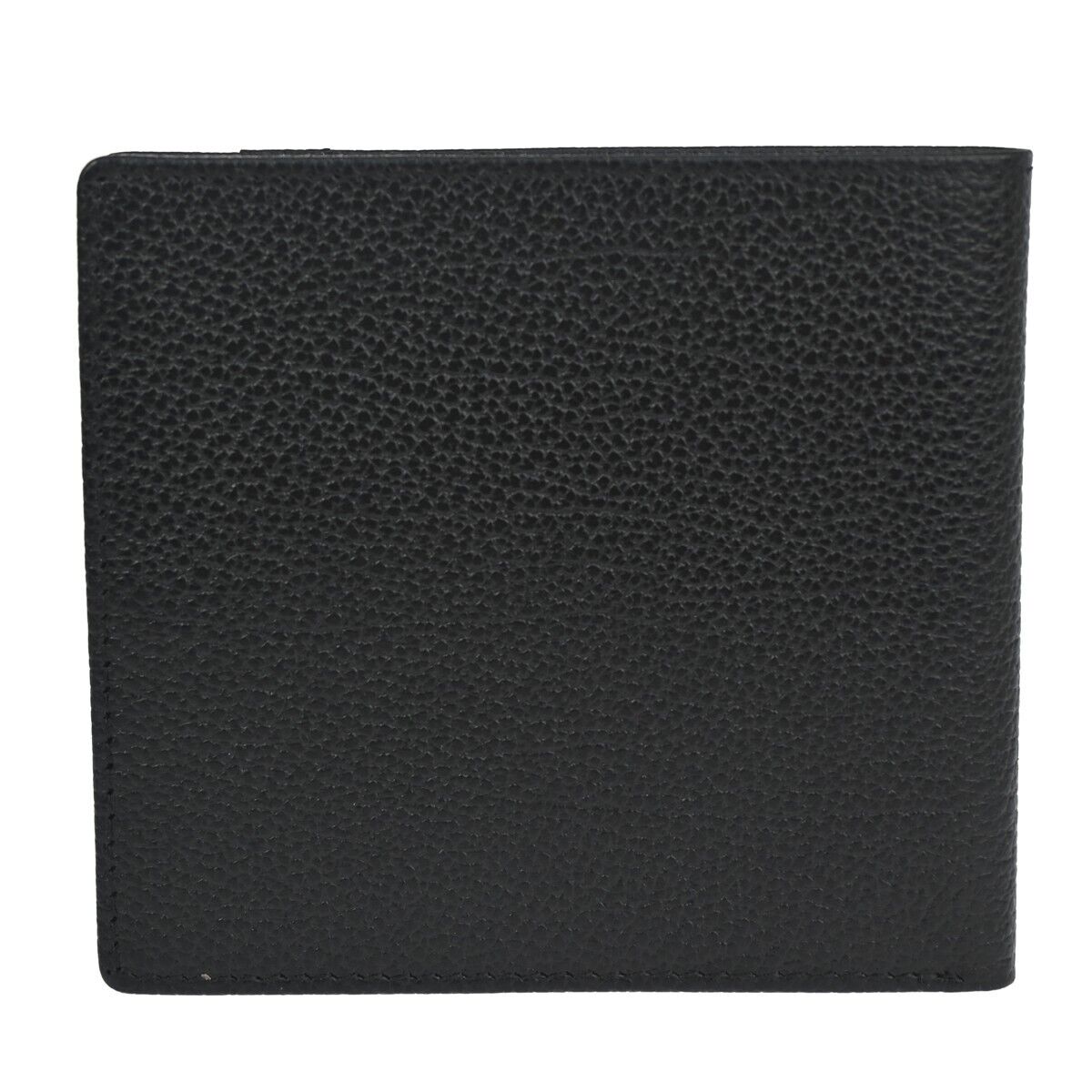 CHRISTIAN DIOR Logo Bifold Wallet Purse Leather Black Gold-Plated Spain 02EA091