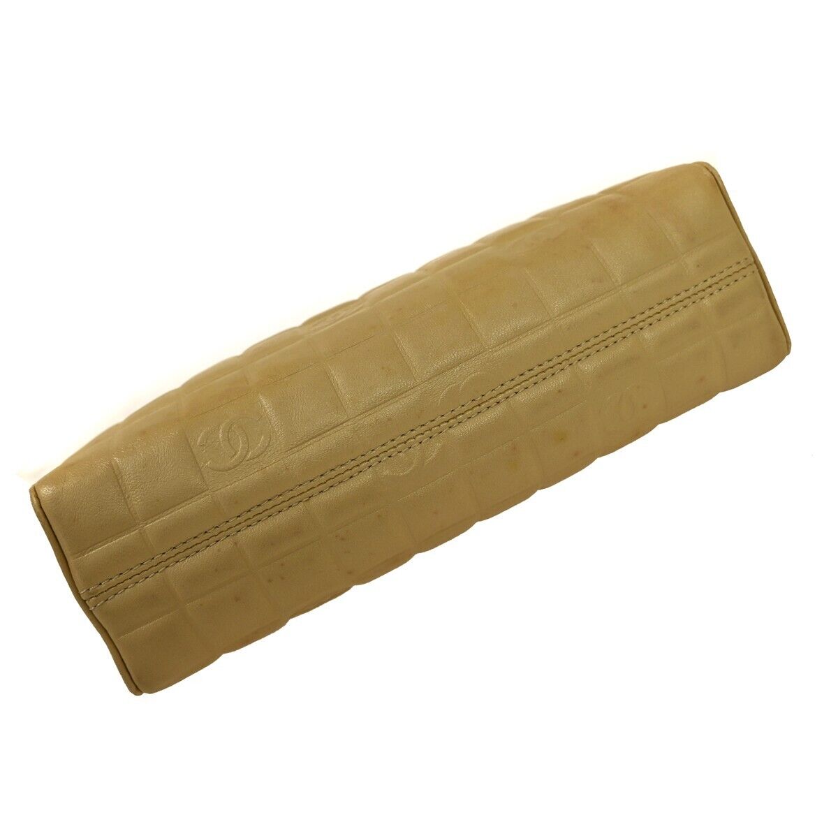 CHANEL CC Logo Chocolate Bar 2Way Hand Bag Leather Beige GHW Italy 11GA902