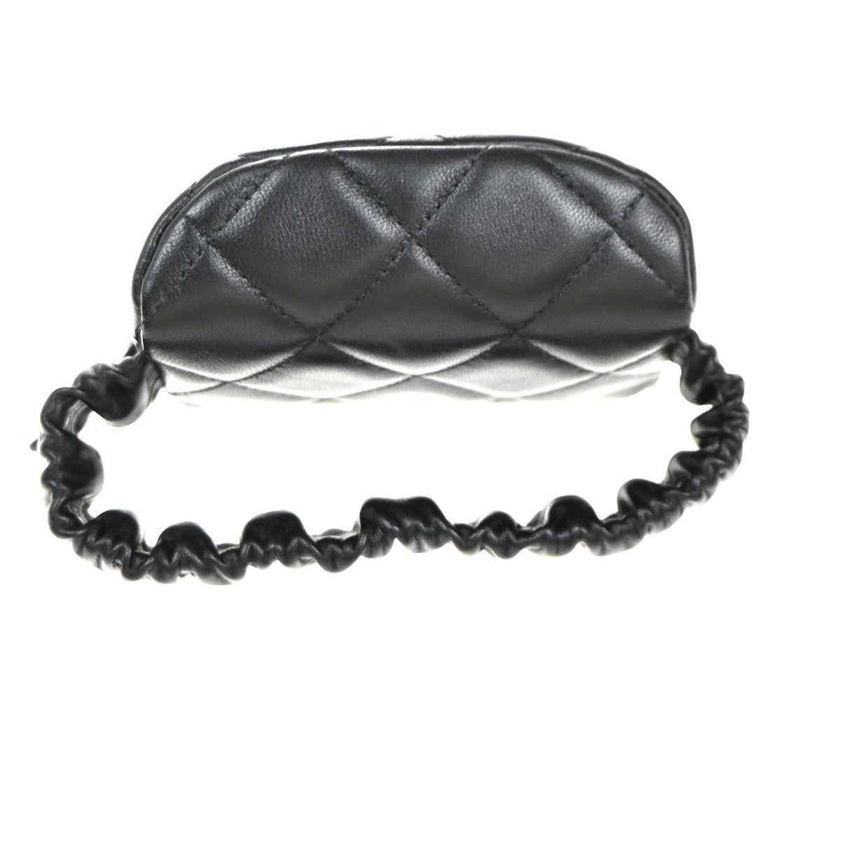 CHANEL CC Mini Matelasse Wrist Coin Case Pouch Bag Leather Black GHW 53RP059
