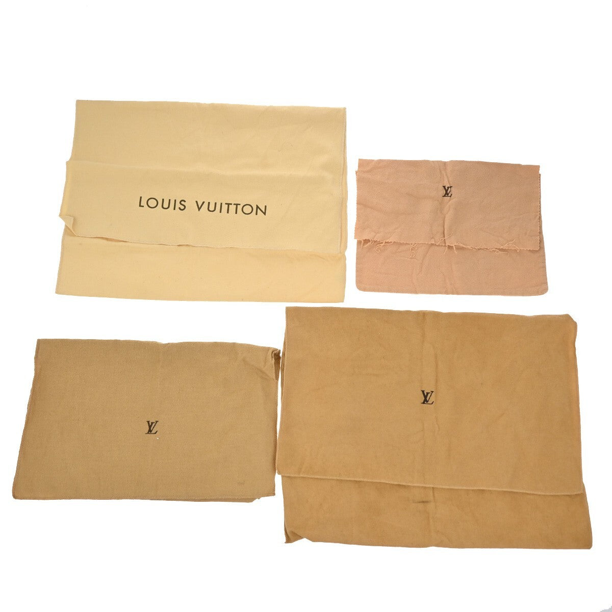 LOUIS VUITTON Logo 10 Set Dust Bag Drawstring Canvas Cotton Beige Brown 09EE138