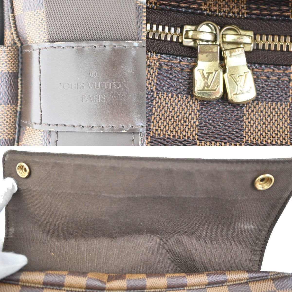 LOUIS VUITTON Naviglio Shoulder Bag Damier Ebene Leather Brown N45255 77TA691