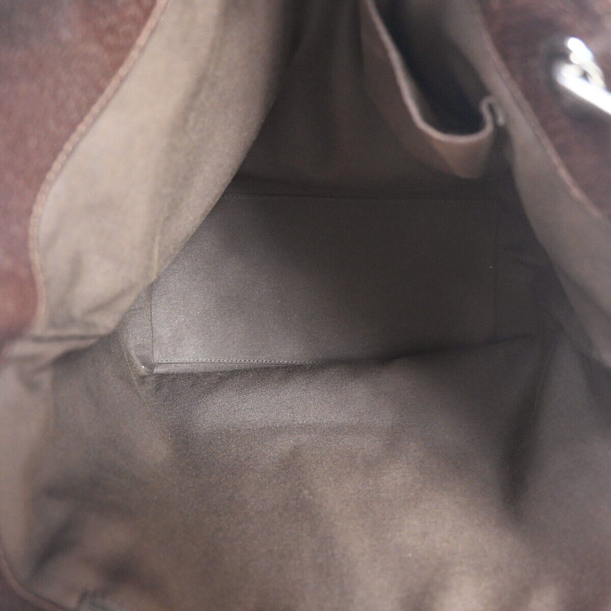 GUCCI Logo GG Pattern Shoulder Bag Canvas Leather Brown Silver Italy 61ED285