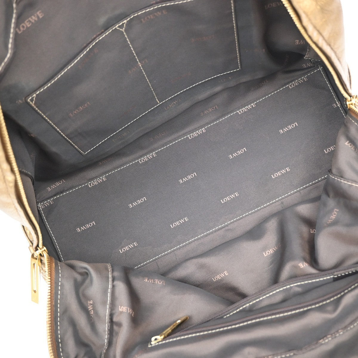 LOEWE Logo Amazona Anagram Hand Bag Leather Lock Gold GHW Spain 38YJ203