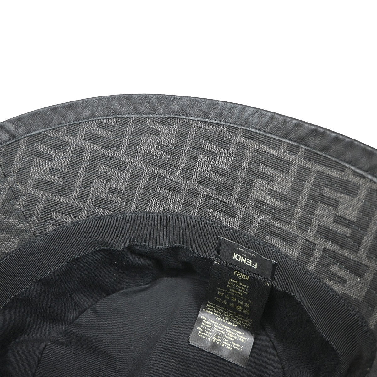 FENDI Logo Zucca Pattern Bucket Hat Size S Cotton Polyester Black 82RP009
