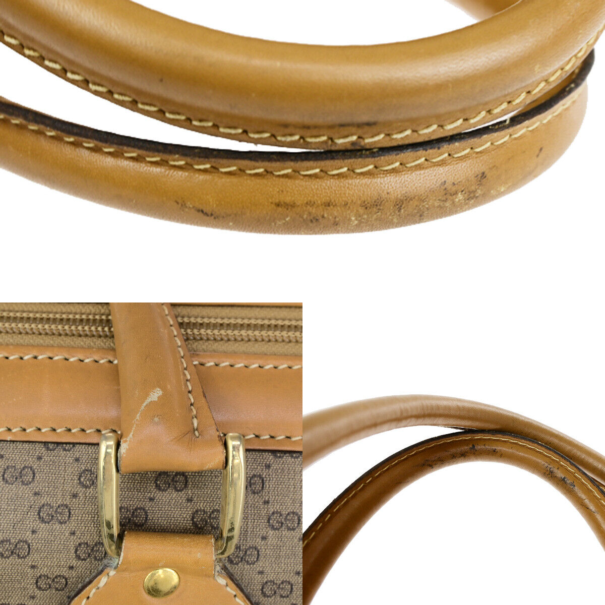 GUCCI Logo Sherry GG Pattern Travel Hand Bag PVC Leather Brown Italy 62YG543
