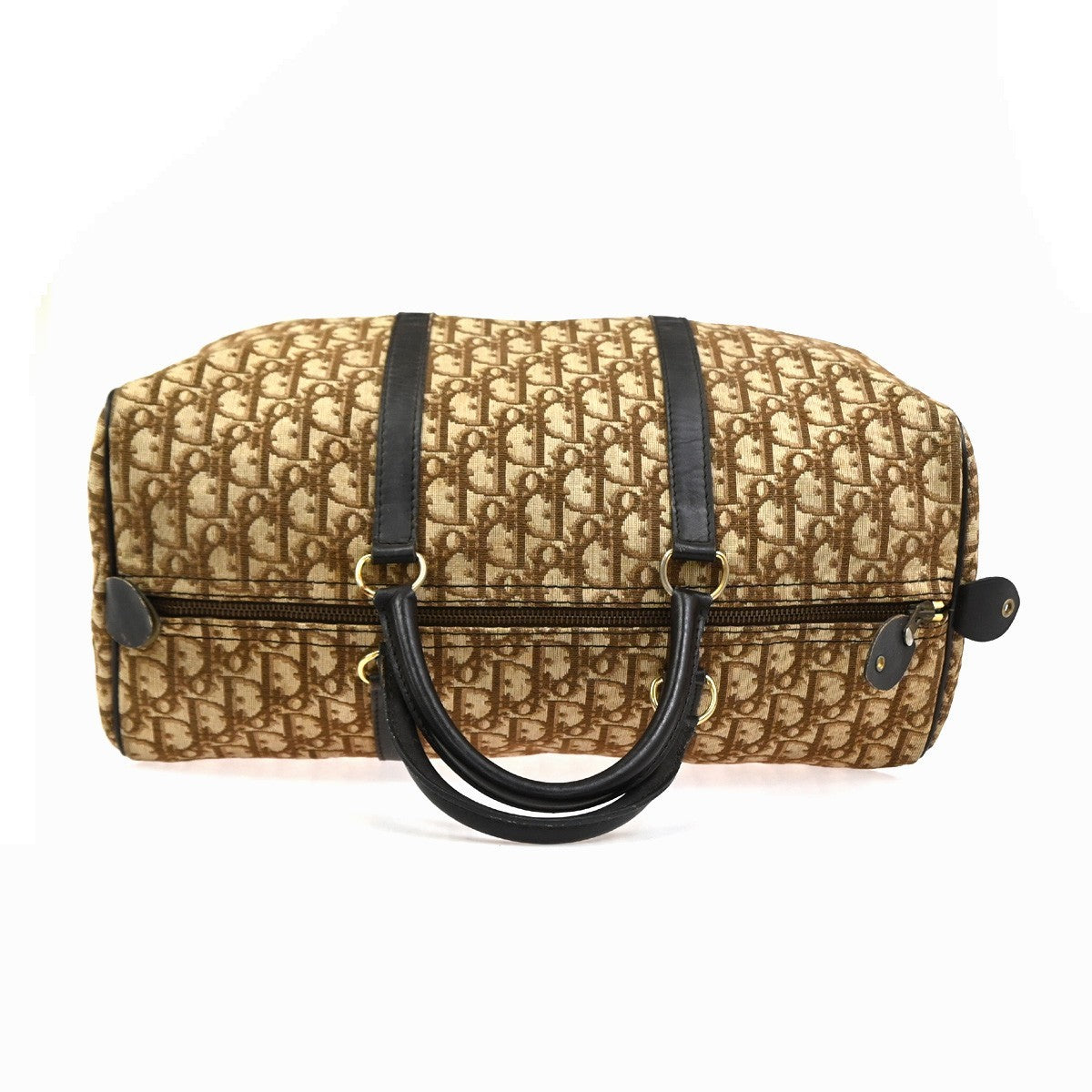 CHRISTIAN DIOR Logo Trotter Pattern Hand Bag Canvas Leather Brown France 86SA052