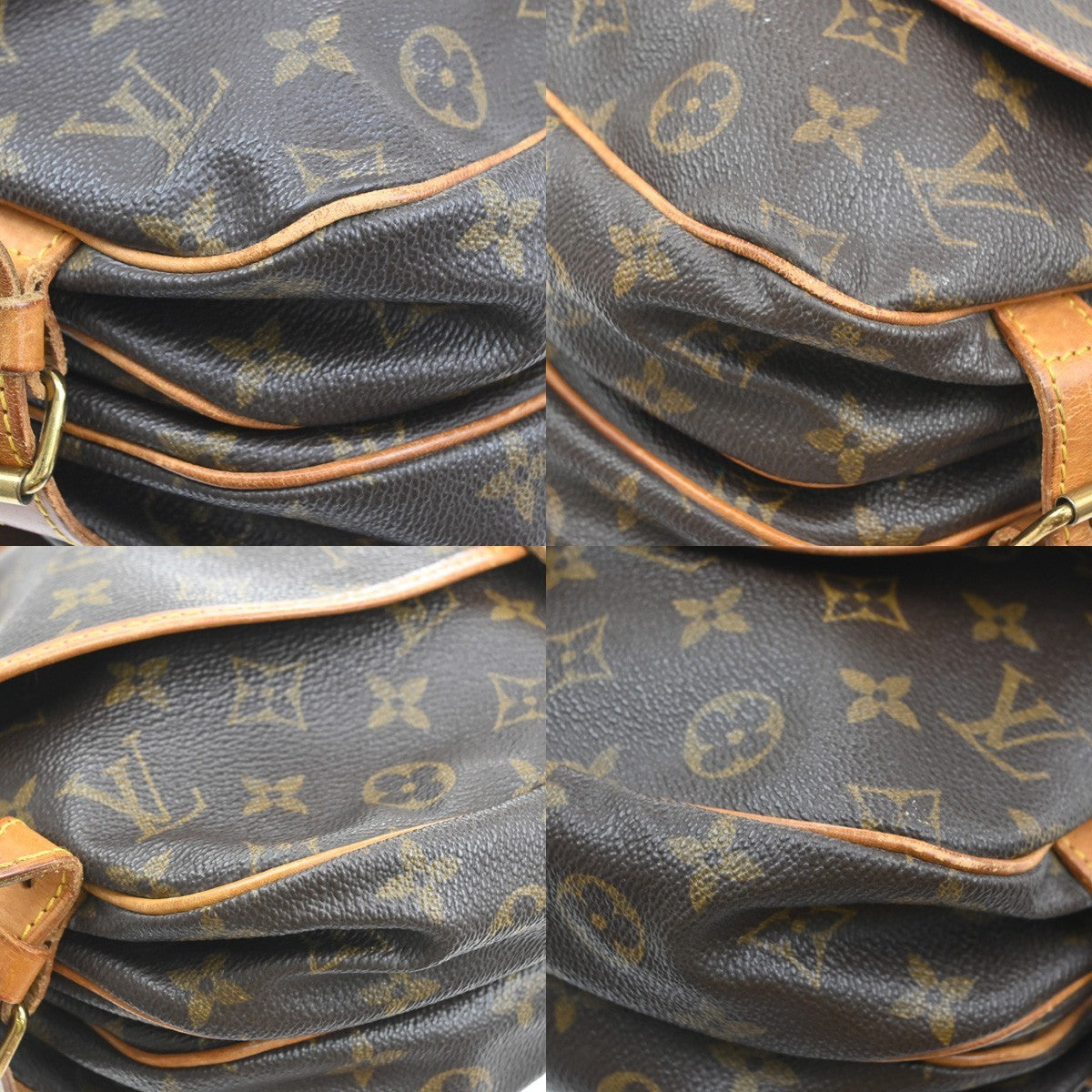 LOUIS VUITTON Logo Saumur 30 Shoulder Bag Monogram Leather Brown M42256 82SA119