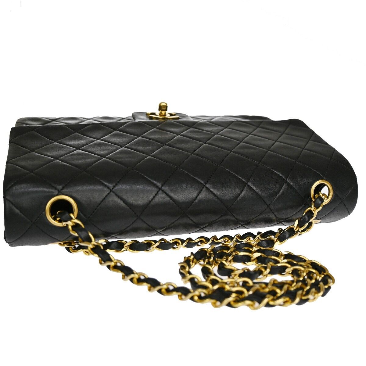 CHANEL CC Logo Matelasse Chain Shoulder Bag Leather Black GHW Vintage 880RJ132