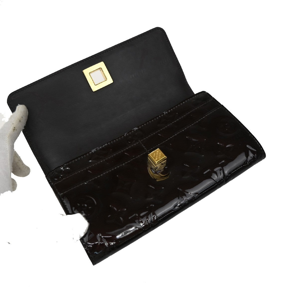 LOUIS VUITTON Bow Long Wallet Monogram Vernis Leather Purple M91498 69KP153