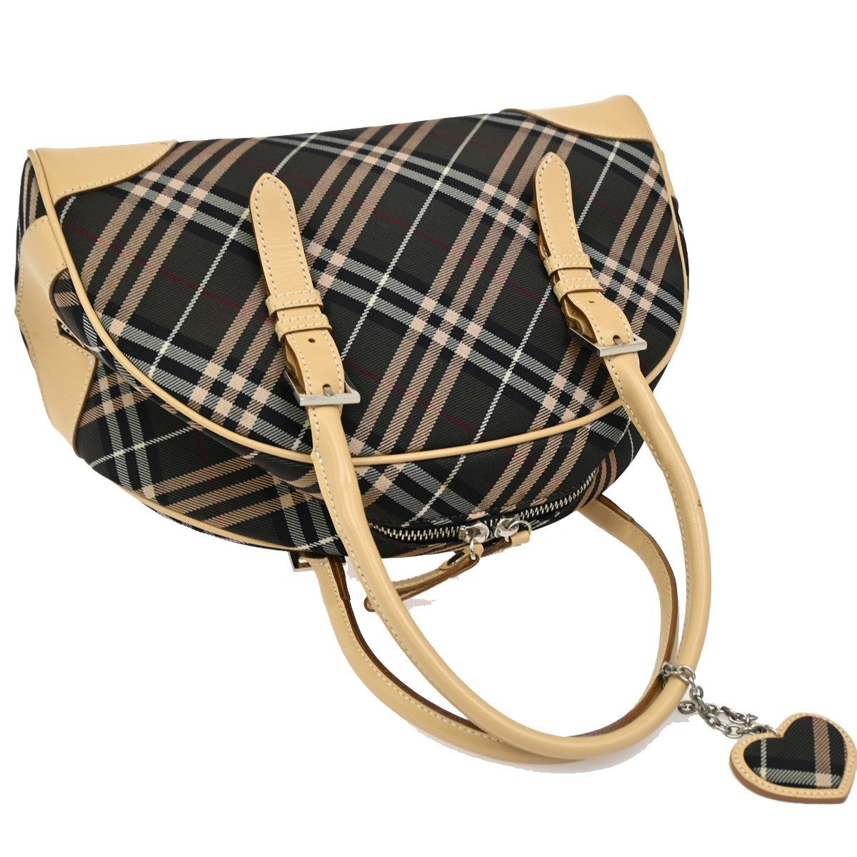 BURBERRY LONDON BLUE LABEL Nova Check Hand Bag Canvas Leather BE BK 63DA185