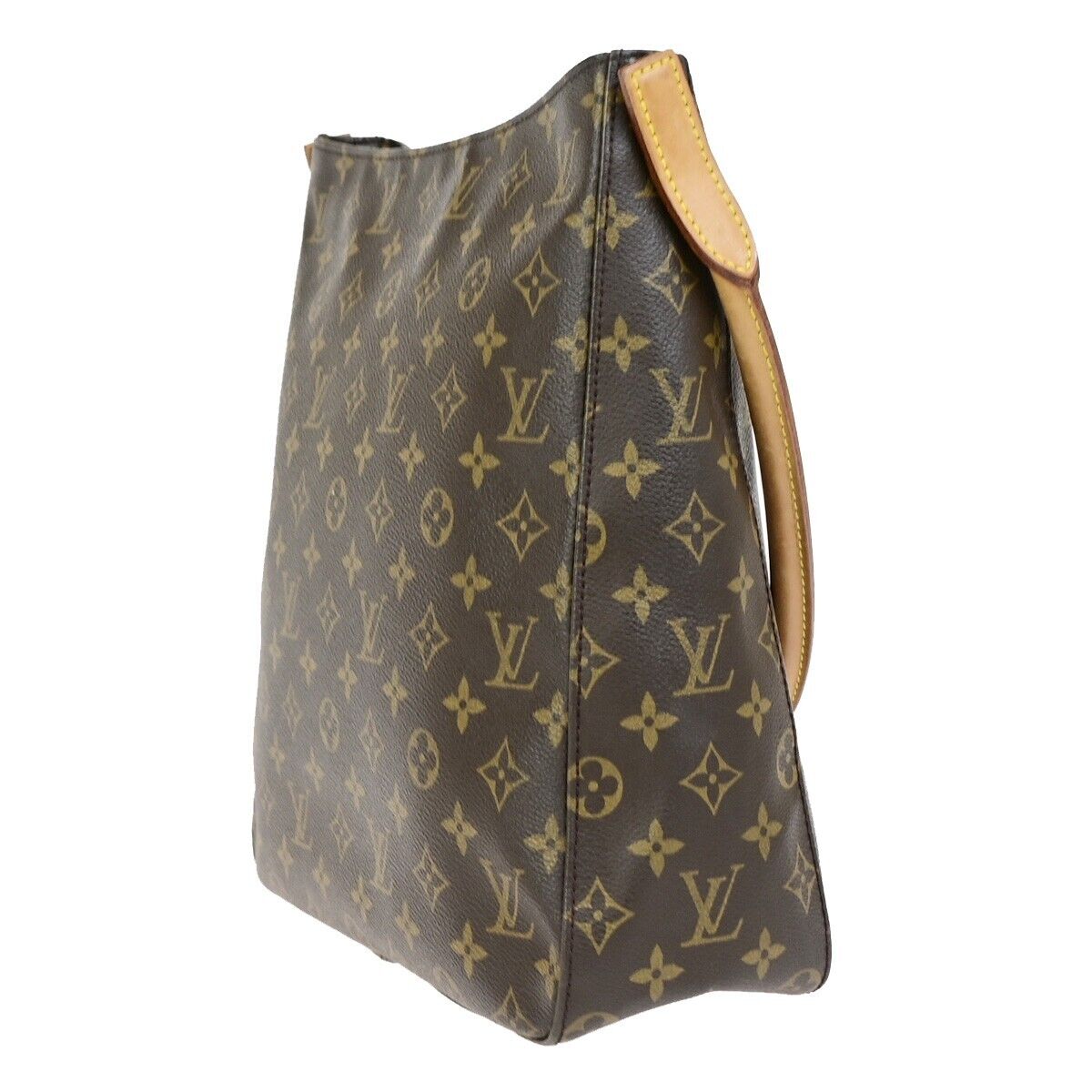 LOUIS VUITTON Logo Looping GM Shoulder Bag Monogram Leather Brown M51145 85EC883