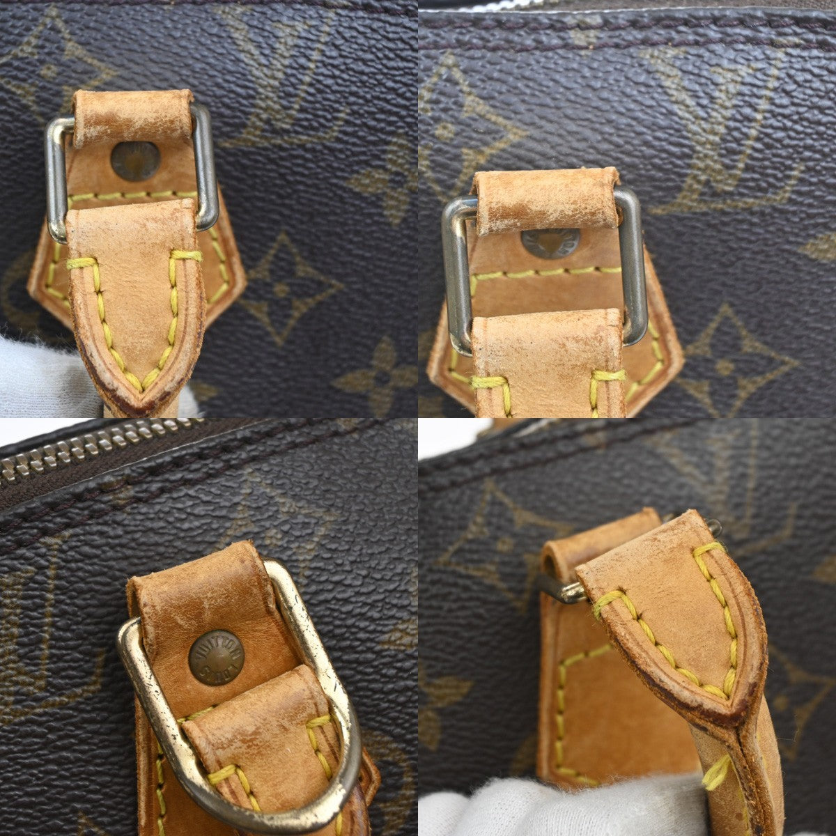 LOUIS VUITTON LV Logo Alma Hand Bag Monogram Leather Brown France M51130 88MA581
