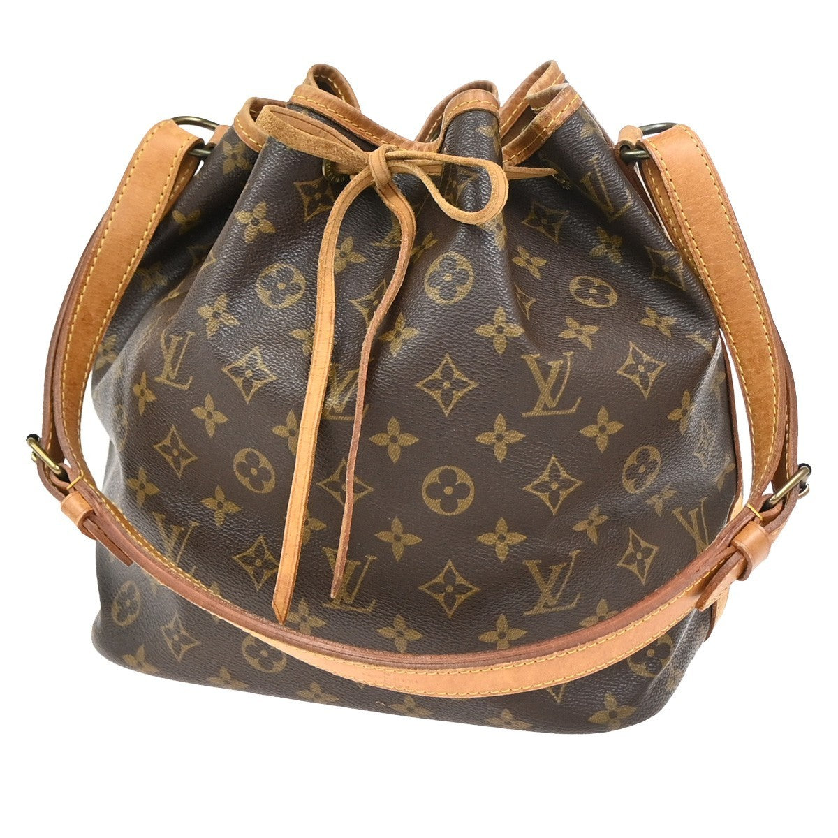 LOUIS VUITTON Petit Noe Drawstring Shoulder Bag Monogram Leather M42226 77YJ043